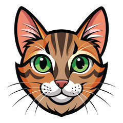 Cat head color vector style illustration