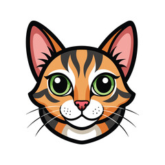 Cat head color vector style illustration