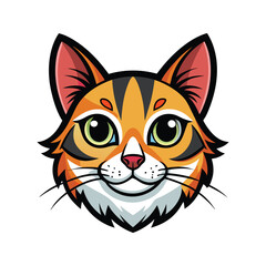 Cat head color vector style illustration