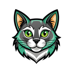 Cat head color vector style illustration