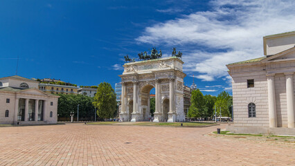 Arch of Peace in Simplon Square timelapse hyperlapse. It is a neoclassical triumph arch