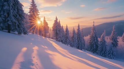 Breezy morning, windbreak trees sway.