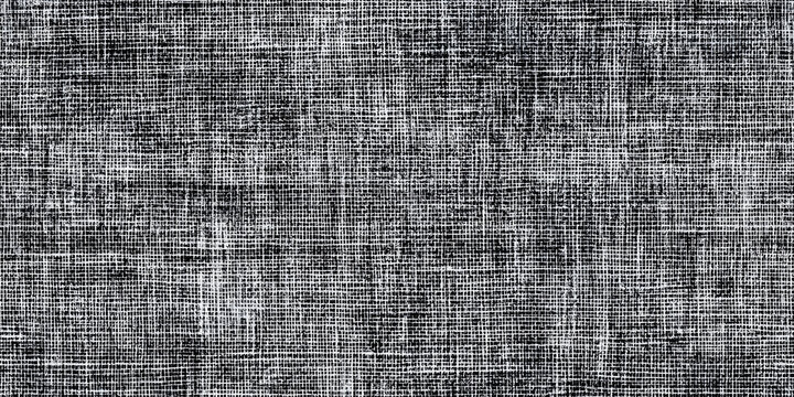 Seamless rough canvas, linen, denim or burlap background in black and white monochrome. Transparent texture overlay of a high resolution textile pattern. Fashion fabric backdrop 3D rendering..