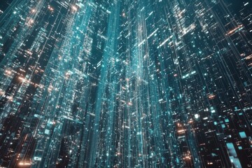 Abstract Digital Network with Glowing Lines and Data