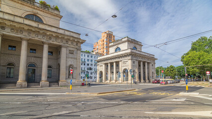 A street view of beautiful historic landmark - Porta Venezia timelapse hyperlapse