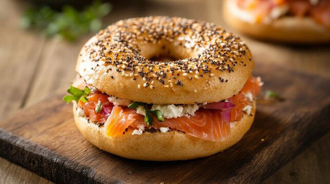Smoked salmon bagel w/ cheese