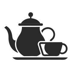 Minimalist teapot with tea cup icon silhouette vector illustration on white background