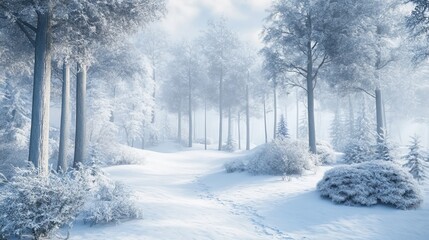 Obraz premium Snowy forest in winter