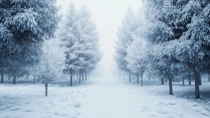 Winter forest with snow on trees