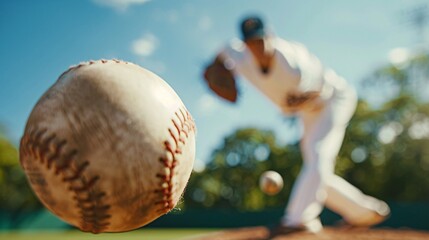 Close-up of a baseball pitcher preparing to throw on a sunny day
