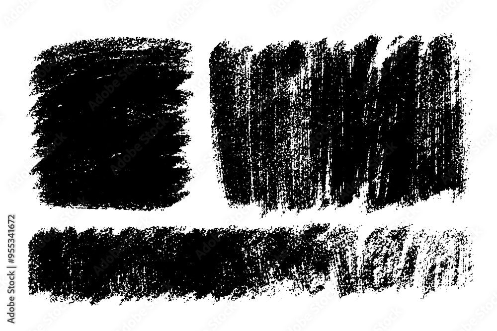 Poster vector set of hand drawn brush strokes, stains for backdrops rectangular shapes. monochrome various 