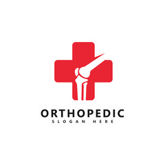 Orthopedic Logo Design with Knee Joint Symbol - Medical and Healthcare Icon