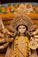 Subho mahalaya, An idol of Goddess Durga decorated in Pandal. Durga Puja is biggest religious...