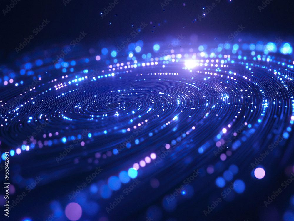 Aufkleber a mesmerizing swirl of luminous particles in deep blue, creating a sense of infinite depth and cosmi
