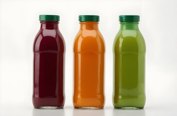 Vegetable and fruits juice isolated on white background.
