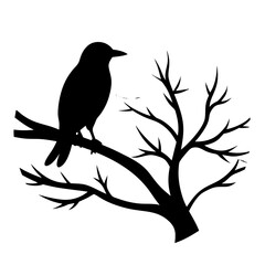 Bird Silhouette at Sunset Vector Art with Gradient Sky