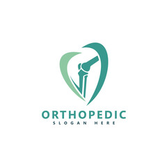 Orthopedic Logo Design with Knee Joint Symbol - Medical and Healthcare Icon