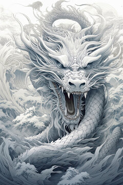 Illustration of a dragon in Japanese style