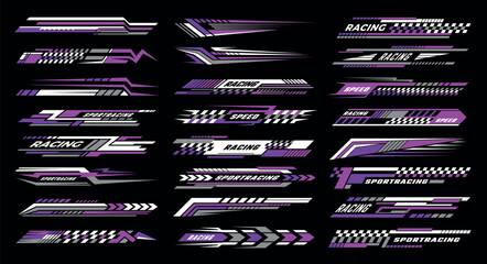 Sport stripes. Design template of race car vinyl recent vector badges or emblem collection