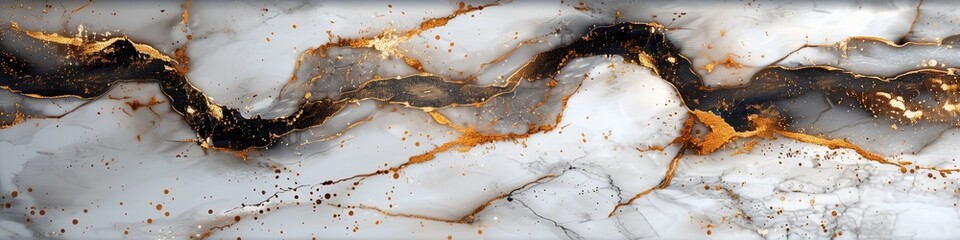 black and white marble with gold veins, decor, skinali, kitchen apron. Marble wall, countertop