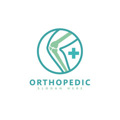 Orthopedic Logo Design with Knee Joint Symbol - Medical and Healthcare Icon