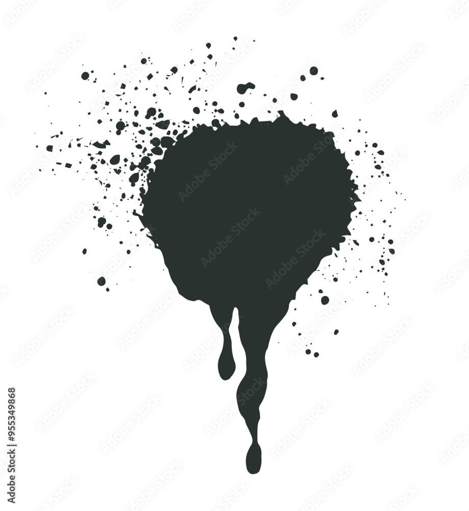 Poster black ink splatter vector illustration in flat style isolated on white background modern abstract ar