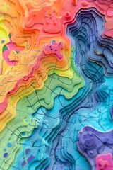 Fototapeta premium Topographic map in vivid colors indicating elevation levels