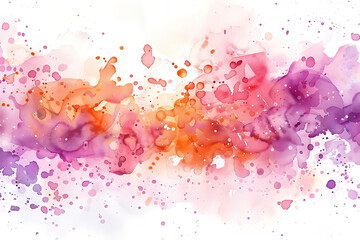 abstract watercolor background with splashes orange pink