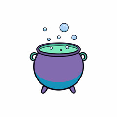 Cauldron with Bubbles Icon Vector Design on White Background