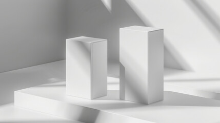 Two white skin care product packaging boxes on the table, the background is light color.