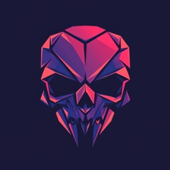 Fototapeta premium Modern abstract geometric skull logo with sharp angles and bold lines in vibrant colors