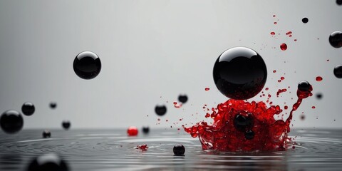 A red and black blob with a lot of red stuff on it.