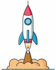 Bold Rocket Launch A Clean, Minimalist Vector Illustration