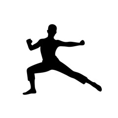 Martial Arts Vector, Silhouette on White Background