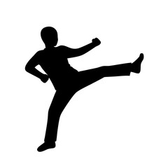 Martial Arts Vector, Silhouette on White Background