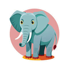 Fototapeta premium Cute elephant color vector illustration design