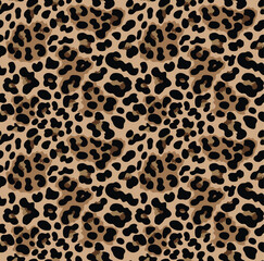 
Leopard print seamless pattern, modern trendy design with spots, wild cat background