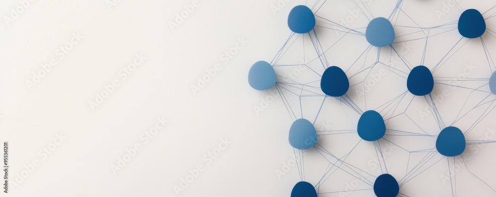 Aufkleber a modern abstract design with interconnected blue nodes and lines, symbolizing technology and connec