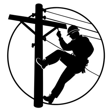 recommend clip art: Lineman Climbing Silhouette - Vector Illustration