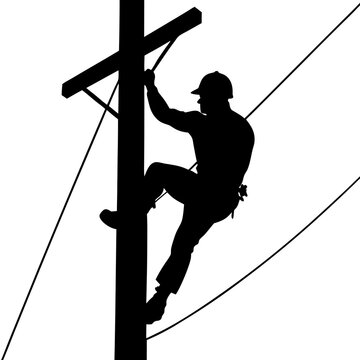 recommend clip art: Lineman Climbing Silhouette - Vector Illustration