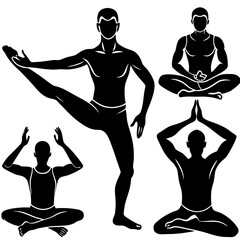 Yoga  vector ,Silhouette of Yoga, Set of Yoga Person