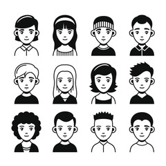 User Icons set on White Background. Vector