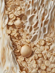 Close up oil painting showcasing the intricate details and textures of cereal and oatmeal