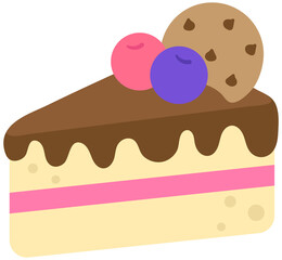 Kids hand drawn a piece of chocolate and strawberry cake