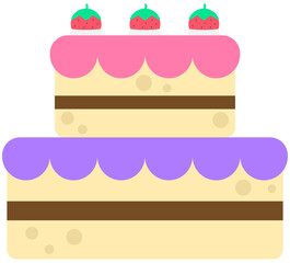 Kids hand drawn Birthday party cute Birthday cake