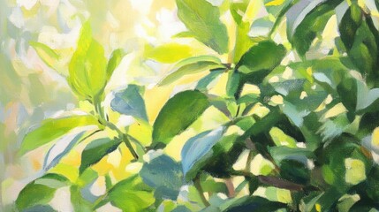 Close up oil painting of Desmostachya bipinnata plant in a garden featuring selective focus on the subject