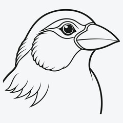 
Detailed Headed Grosbeak Bird - Stunning Line Art Illustration