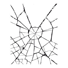 Obraz premium Texture like shattered glass on the surface. Draw the appearance of broken or smashed glass. Isolated vector drawing on a white background 