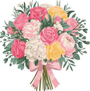vector illustration showcases a stunning wedding bouquet with a white background 