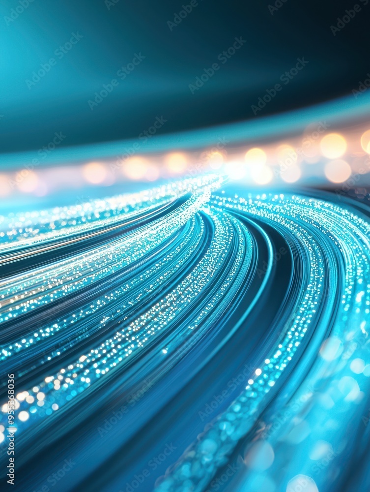 Poster dynamic blue light trails creating a mesmerizing flow of energy and color, ideal for abstract backgr